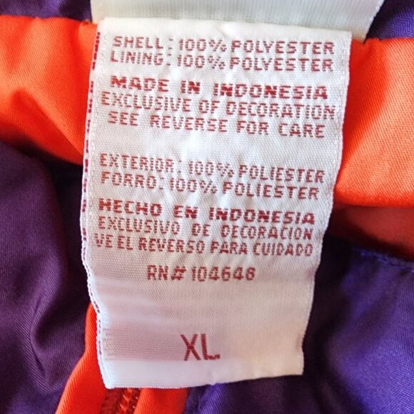 Vintage Clemson Mens XL Jacket Windbreaker Red Oak Sportswear Hooded 1/4 Zip - Picture 12 of 14